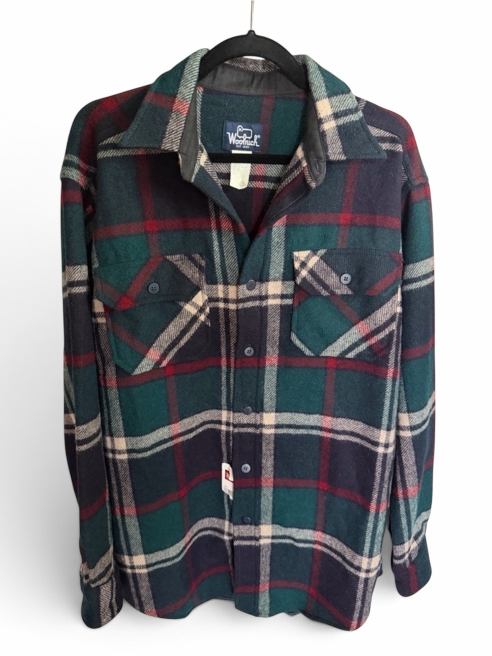 Woolrich NWT Wool Flannel Shirt Green Navy Red Plaid Mens L Outdoor Tartan